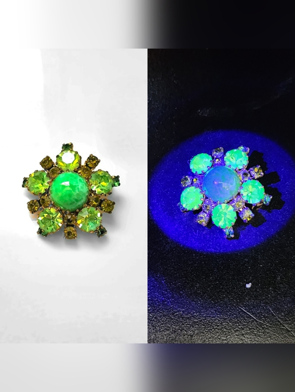 Vintage Uranium Glass Brooch